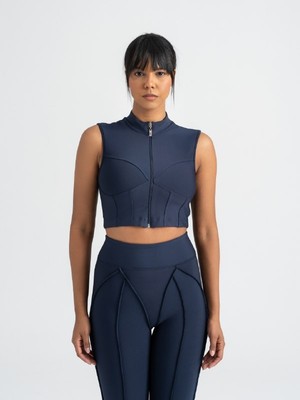 Lismina Lacivert Dikiş Modelli Sculpt Line Spor Büstiyer ( Sporcu Sütyeni )