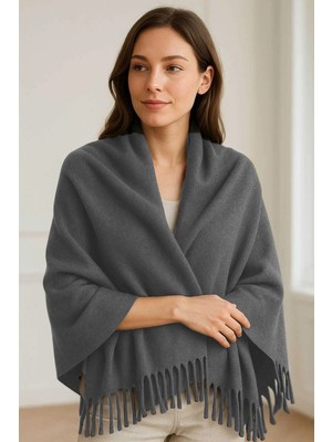 Mira Home Softiva Polar Omuz Şalı 70X180 cm Unisex Kışlık Şal Antrasit Gri