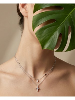 Meteor | 925 Ayar Gümüş Çift Katmanlı Organik Yıldız Kolye