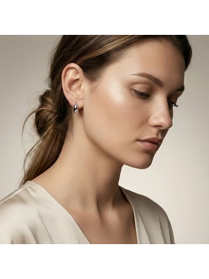 Drop | 925 Ayar Gümüş Damla Formlu (Teardrop) Chunky Halka Küpe