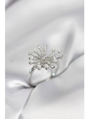 Marsilyan Gümüş Renk Karahindiba Model Zirkon Taşlı Kadın Yüzük - TJ-BYK4085