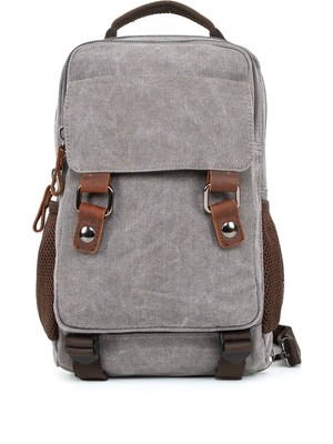 Necati Çanta "minimalizmin Büyüsü: Çok Gözlü Kanvas Mini Sırt Çantası Gri