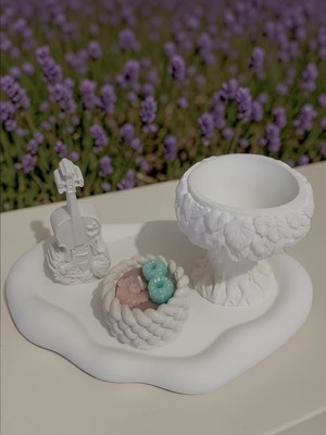 Doğal Helenistik Esintili Dekoratif Set | El Yapımı Heykel Obje ve Tasarım Mum