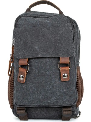 Necati Çanta "minimalizmin Büyüsü: Çok Gözlü Kanvas Mini Sırt Çantası Siyah