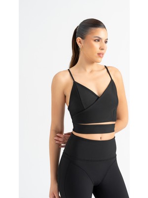 Lismina Siyah Düğüm Detaylı Ip Askılı Spor Büstiyer ( Sporcu Sütyeni )