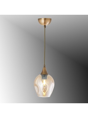 TT606-1-FULLESK Tt Aydınlatma Full Eskitme Kaplama Basık Camlı Tekli Avize