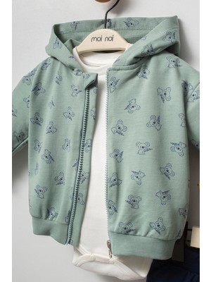 Moi Noi Premium Koala Desenli 3'lü Bebek Seti - Adaçayı Yeşili & Lacivert