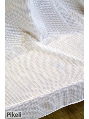 Pikeli - Altın Işıltılı Gold Simli Tül Perde - 1x3 Sık Pile - Hazır Dikim