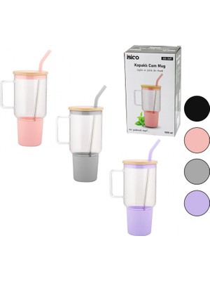 MiraLive Cam 1000ML Matara - Suluk Bambu Kapak - Sızdırmaz Silikonlu Çelik Pipet Koruyucu Silikon Altlık - Kılıf (4887)