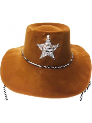 MiraLive Plastik Kovboy Şapkası Nubuk Kaplama Kahve