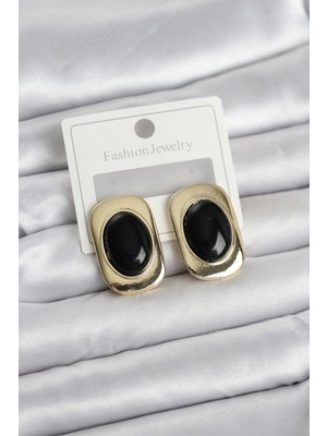 MiraLive Siyah Renk Kare Model Vintage Kadın Küpe - TJ-BKP11657