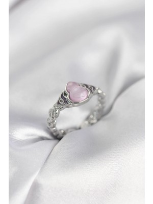 MiraLive Gümüş Renk Pembe Damla Model Kadın Yüzük - TJ-BYK4000