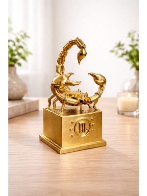 Hediyehanem Dekoratif Altın Renk Akrep Burcu Heykeli Biblo Modern Ofis ve Ev Aksesuarı (15X8 Cm)