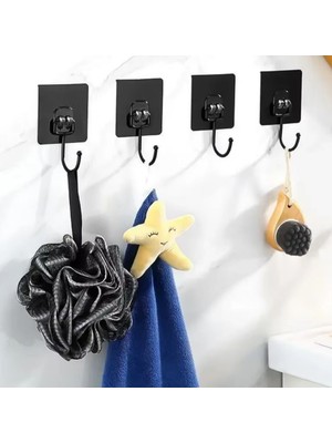 By Nevser® 10 Adet Duvara, Dolapa Yapışan Güçlü Yapışkanlı Siyah Duvar Askısı