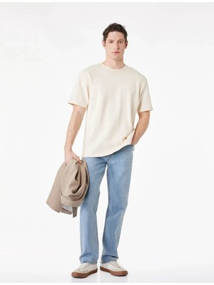 Koton  Straight Fit Mavi Erkek Jean Pantolon 6SAM40008ND