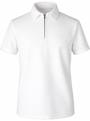 Trender 26YSS9000024 Beyaz Erkek T-Shirt Kayı Yarım Fermuarlı