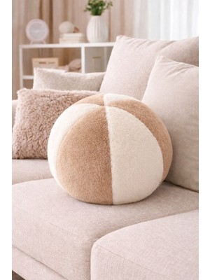 Chizgy Peluş Top Yastık Welsoft Dekoratif Kırlent Yumuşak Yuvarlak Minder Ev Dekoru Şık Tasarım