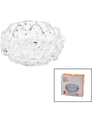 MiraLive Büyük Cam - Dıamond Kristal Şekil Yuvarlak Küllük Çap: 12.8cm - D: 5.2cm (4887)