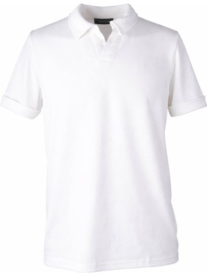Trender 26YSS9000022 Beyaz Erkek Polo Yaka T-Shirt Fitilli Yarım Patlı