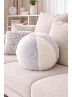 Chizgy Peluş Top Yastık Welsoft Dekoratif Kırlent Yumuşak Yuvarlak Minder Ev Dekoru Şık Tasarım
