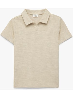 Koton Pamuklu Bej Erkek Çocuk Polo Yaka T-Shirt 6SKB10139TK