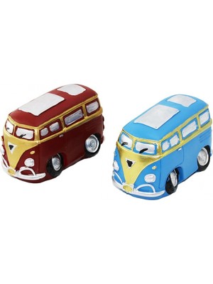 MiraLive Otobüs Vintage Dekoratif Biblo - Kumbara Renkli 10X13.5CM Reçine (4887)