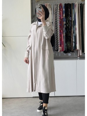 Fuat Gürsen Kırıştırma Kumaş Önden Fermuarlı Tasarım Kap Taş 5607