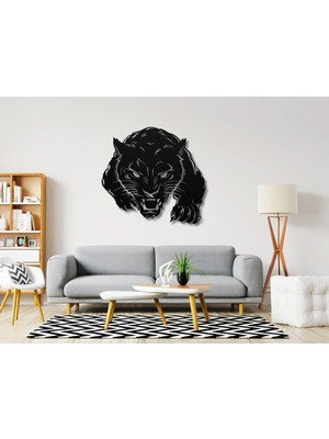 Sscnc Karizmatik Panter Dekoratif Modern Mdf Duvar Tablosu - 40X37 cm - Siyah