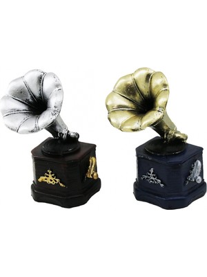 MiraLive Gramafon Vintage Dekoratif Biblo - Renkli 13.5X6CM Reçine (4887)