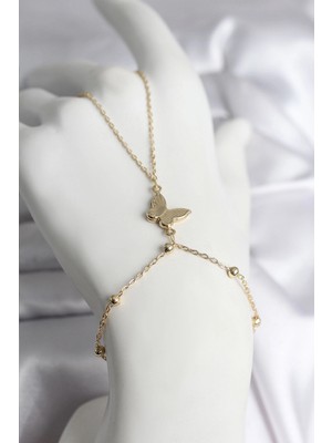 MiraLive 316L Çelik Gold Renk Kelebek Model Kadın Şahmeran - TJ-SN732