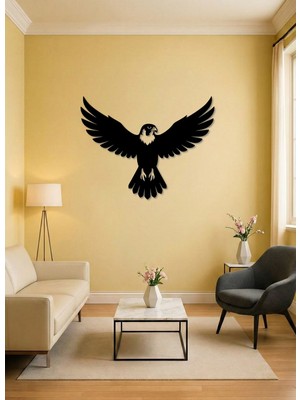 SS Cnc Sscnc | Görkemli Kartal Silüeti Dekoratif Mdf Duvar Tablosu 40X30 cm Siyah