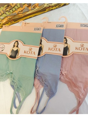 Kota 6037 Ip Askılı Bayan Atlet Su Yeşili/mavi-Gri/gül Kurusu 3'lü Paket