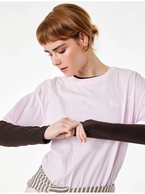 Koton Rahat Kalıp Pembe Kadın T-Shirt 6SAL10111IK