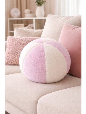 Chizgy Peluş Top Yastık Welsoft Dekoratif Kırlent Yumuşak Yuvarlak Minder Ev Dekoru Şık Tasarım