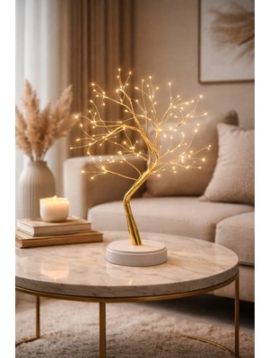Plentiful Masaüstü Peri Ağaç LED Lamba – Gün Işığı Rengi, 3 Kademeli Işık Ayarlı, Şarjlı Dekoratif Ort