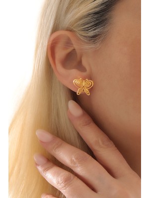 missamori 925 Ayar Gümüş Gold Kaplama Füsun Küpe