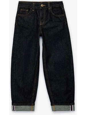 Koton Katlamalı Paçalı Lacivert Erkek Çocuk Jean Pantolon 6SKB40041TD