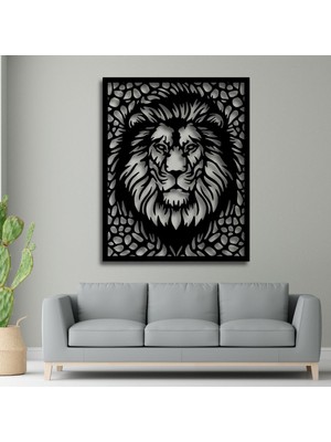SS Cnc Sscnc 40X32CM Karizmatik Aslan Silüeti Lazer Kesim Mdf Tablo"
