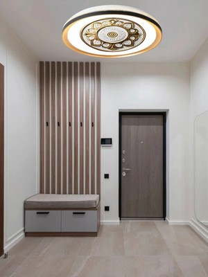 Gökyüzü Panel Gold Çerçeve, Gold Baskı, 45WATT,50CM Yuvarlak LED Avize, Yapay Zeka Tasarım, Beyaz Işık Aydınlatma