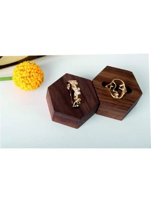 Tiydem Yüzük Sergileme Standı, Ahşap Takı Sergileme Podyumu, Takı Düzenleyici Stand, Altıgen Set (2ADET)