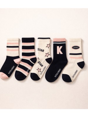 Katia & Bony Kız Çocuk 5'li Çizgi Desenli Soket Çorap