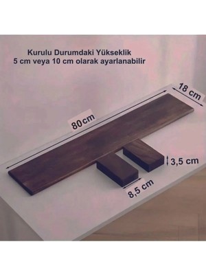 Tiydem Masif Doğal Ahşap Monitör Yükseltici Monitor Altlığı Monitör Sehpası (80 cm x 18 Cm)