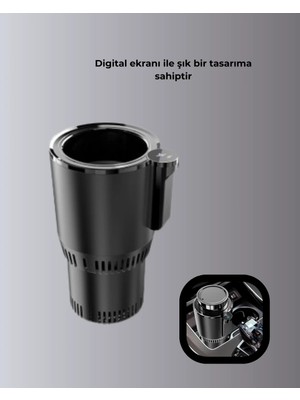 No35 Araç Içi Akıllı Bardaklık Isıtıcı Soğutucu Dijital Ekranlı