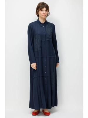 Micca %100 Doğal LyoCELL Maxi Dökümlü Soft Kumaş Elişi Flora İşleme Detaylı Maxi Tunik Ferace-Laci