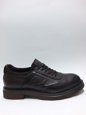 Marutti Hakiki Deri Lastik Bağcıklı Topuklu Kahverengi Yazlık Erkek Ayakkabı C-85160138MRT