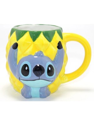 Magicool Disney Stitch Ananas (Pineapple) Tasarımlı 3D Kabartmalı Kupa Bardak ALK4546