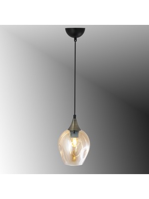 TT606-1-SY-ESK Tt Aydınlatma Mat Siyah-Eskitme Basık Camlı Tekli Avize