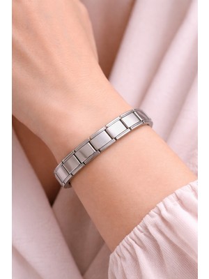 No35 Sade Çelik Nomination Bileklik | Paslanmaz Çelik Esnek Bileklik | Zamansız ve Şık Tasarım