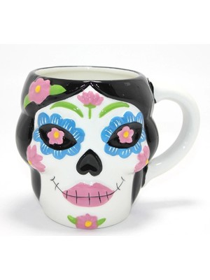 Derin Stok Day Of The Dead Şeker Kurukafa Tasarımlı 3D Seramik Kupa Bardak ALK4893