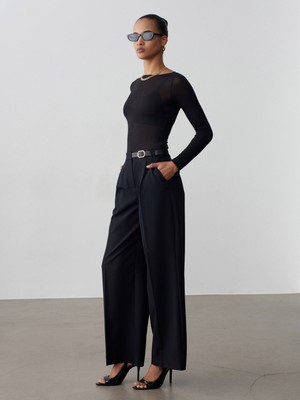 Dilvin 72662 Orta Bel Kemerli Pantolon-Siyah